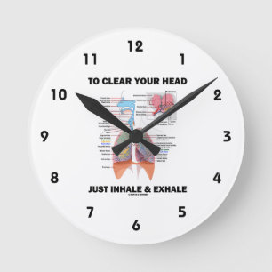 To Clear Your Head Just Inhale & Exhale Respire Round Clock