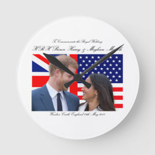 To Commemorate the Royal Wedding Harry and Meghan Round Clock