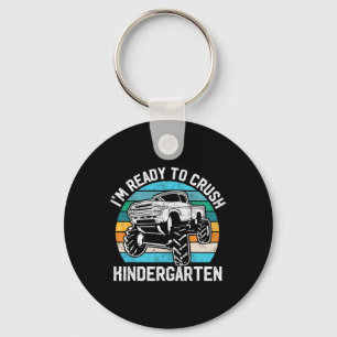 To Crush Kindergarten Monster Truck Back To School Keychain