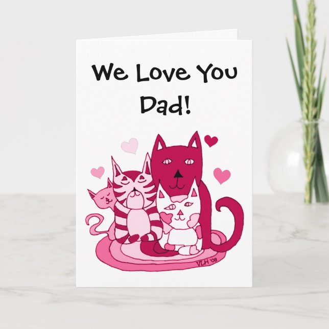 To Dad From The Cats Valentine's Day Holiday Card (Front)
