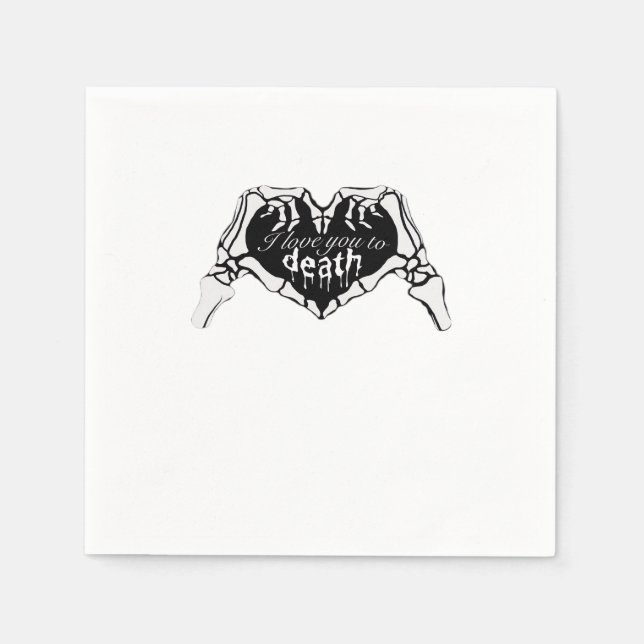 To Death Skeleton Hand Heart Classic Design Napkin (Front)