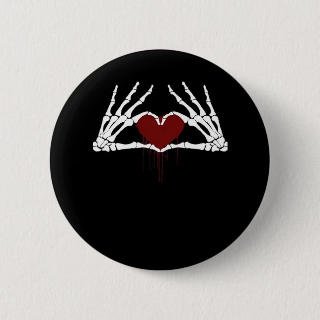 To Death  - Skeleton Heart Hands 2 Inch Round Button (Front)