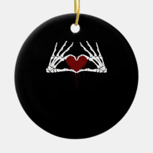 To Death  - Skeleton Heart Hands Ceramic Ornament