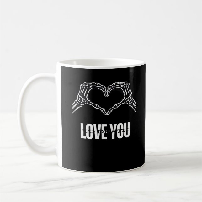 To Death - Skeleton Heart Hands Classic Coffee Mug (Left)
