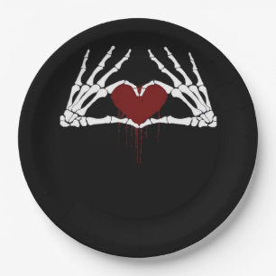 To Death  - Skeleton Heart Hands Paper Plate