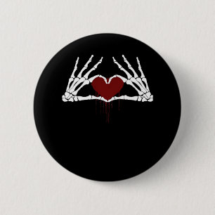 To Death Skeleton Heart Hands Style 2 Inch Round Button