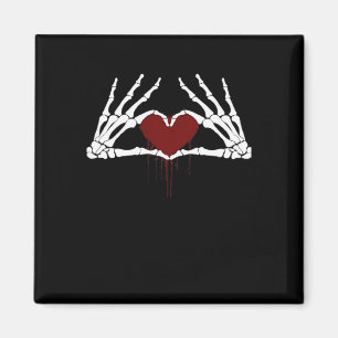 To Death Skeleton Heart Hands Style Magnet