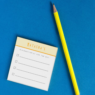To Do List, Affirmation Checklist Yellow Border Post-it Notes