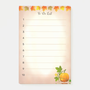 To Do List, Autumn Leaves & Pumpkin on Scroll Post-it Notes