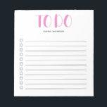 To Do List Bold Script Pink Notepad<br><div class="desc">Simple To Do List with your name and bold script.</div>