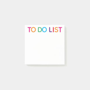 To Do List Bright Multicolored 3 x 3 Post-it Notes
