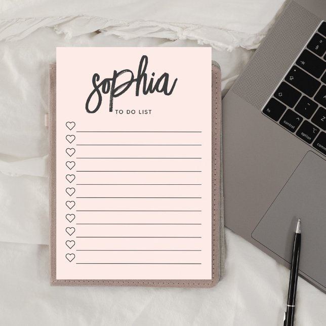 To Do List Brush Script Hearts Blush Pink Post-it Notes (Creator Uploaded)