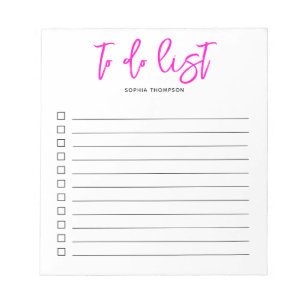To Do List Brush Script Pink Notepad