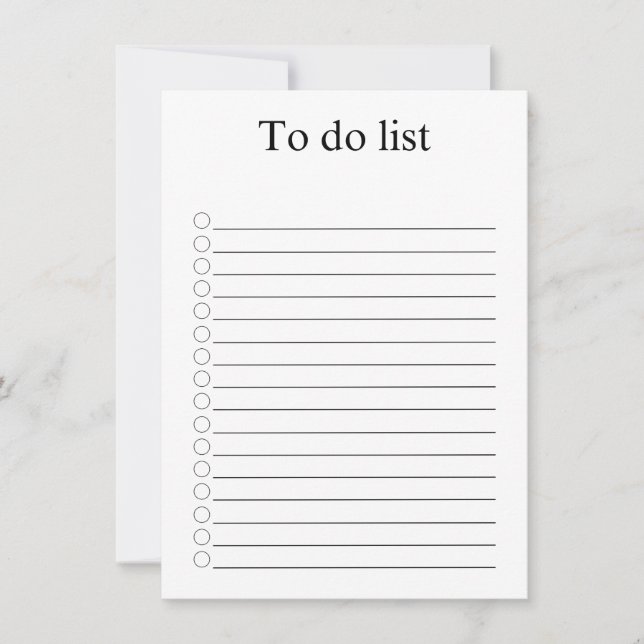 To do list card (Front)