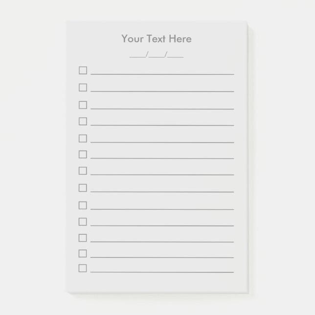 To Do List Custom Post-it® Notes | Grey (Front)