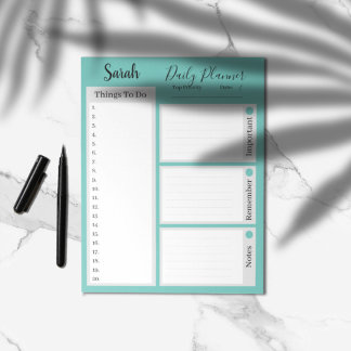 To do list daily planner reminders teal notepad