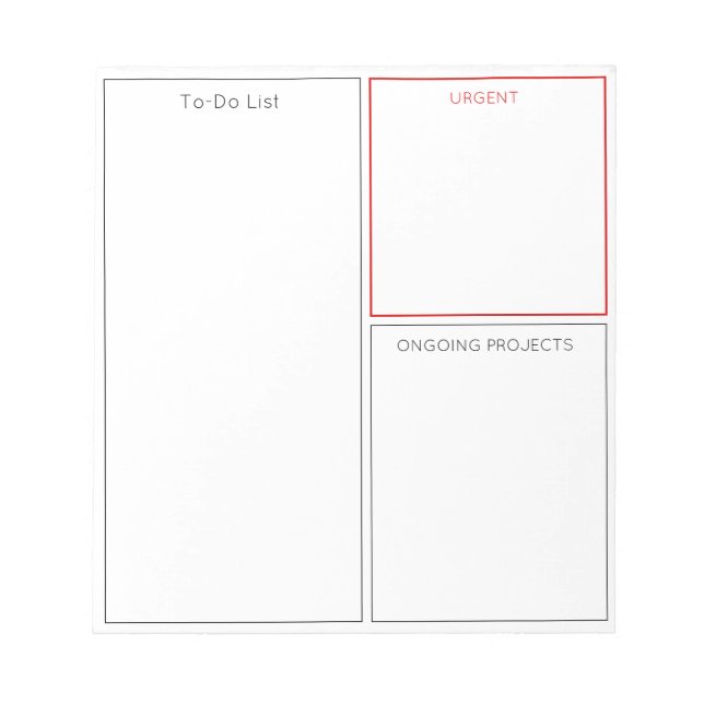 To-Do List Dry Erase White Board & Custom Sections Notepad (Front)