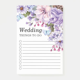 To Do List Floral Purple Watercolor Wedding Post-it Notes