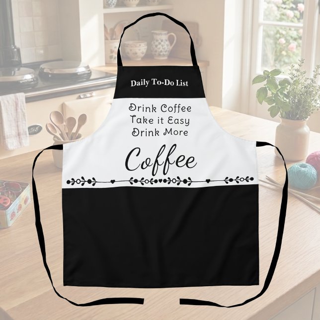 To do list for coffee lovers white black apron (Creator Uploaded)