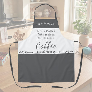To do list for coffee lovers white grey apron
