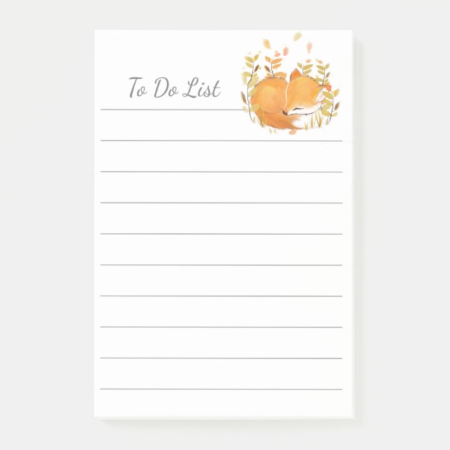 To Do List Fox Personalized Post-it® Notes (Front)