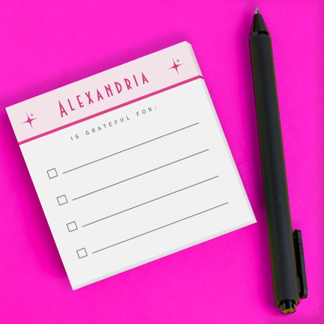 To Do List, Gratitude Checklist Pink Border Post-it Notes (Creator Uploaded)