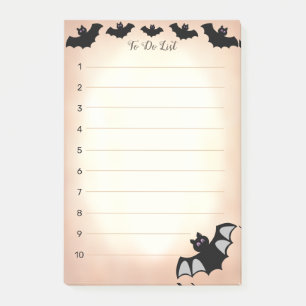 To Do List Halloween flying bats on scroll Post-it Notes