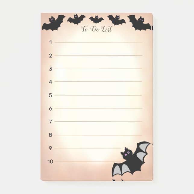 To Do List Halloween flying bats on scroll Post-it Notes (Front)