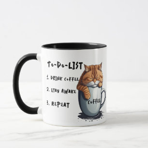 To Do List Humor, Cartoon Cat Pattern Coffee Mug