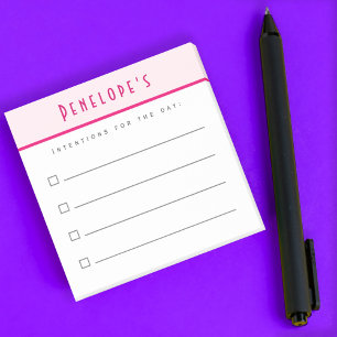 To Do List, Manifestation Checklist Pink Border Post-it Notes