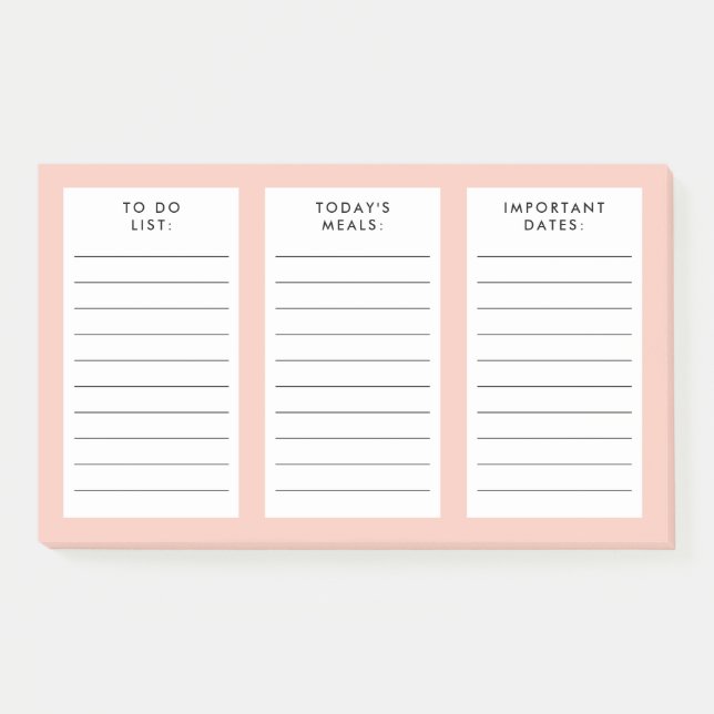 to do list meal plan important dates custom colour post-it notes (Front)