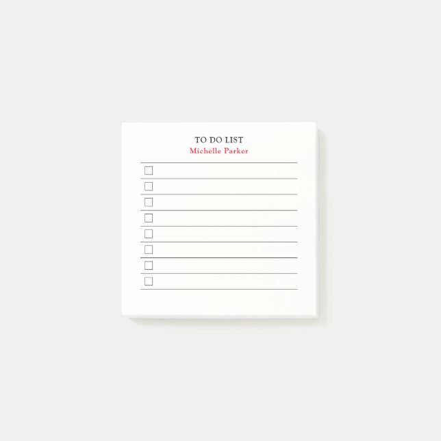 TO DO LIST Minimalist Modern Lined Check Boxes Post-it Notes (Front)