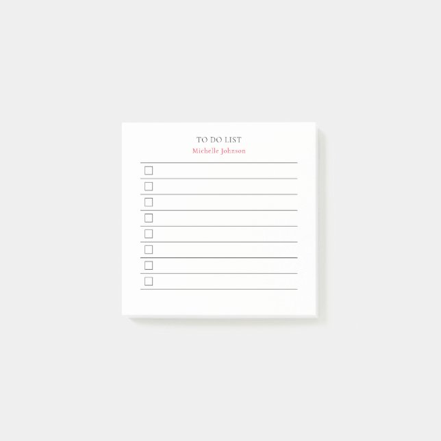 TO DO LIST Minimalist Modern Lined Check Boxes Post-it Notes (Front)