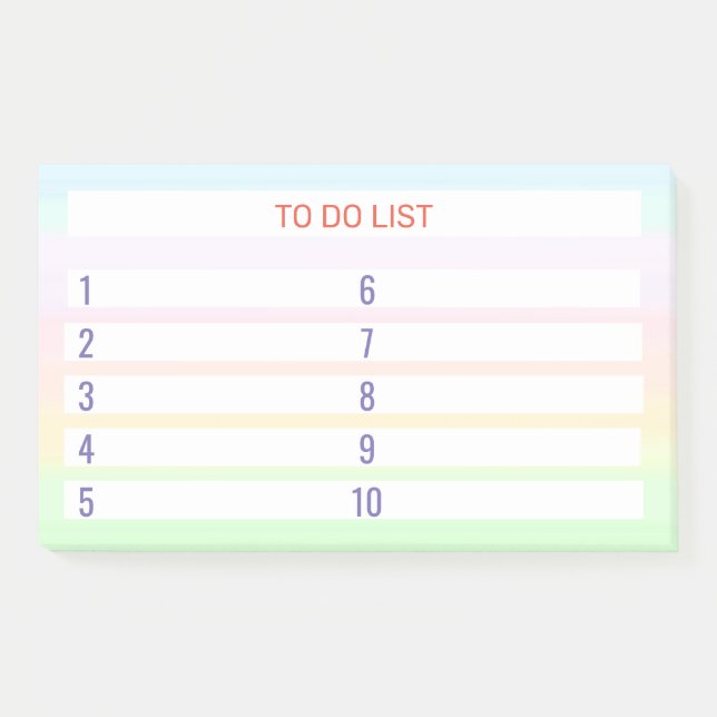 To Do List on Pastel Colours Post-it Notes (Front)