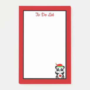 To Do List Panda Bear Elf on Red & White Post-it Notes