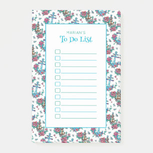 "To Do List" Personalized Nautical Floral Pattern Post-it Notes