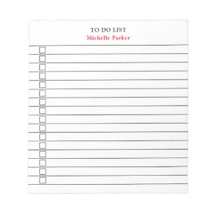 TO DO LIST Plain Minimalist Modern Lined Paper Notepad