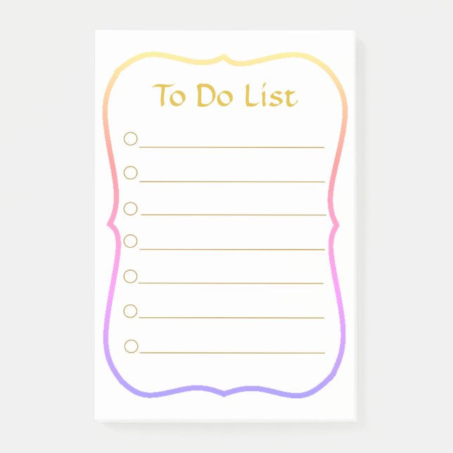 To Do List & Rainbow Frame Post-it Notes (Front)