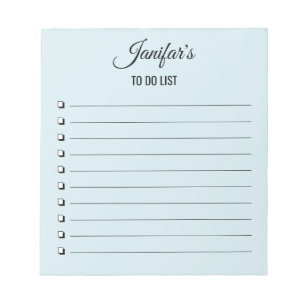 To Do List Script Blush Blue Notepad