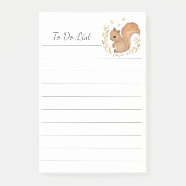 To Do List Squirrel Personalize Post-it® Notes (Front)