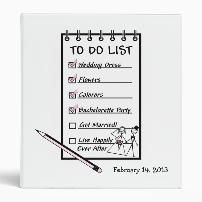 To Do List Wedding Planner Binder (Front)