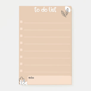 To Do List with Floral Design Style Post-it Notes