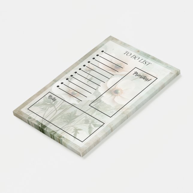 To-Do List with Light Pink and White Flowers Post-it Notes (Angled)