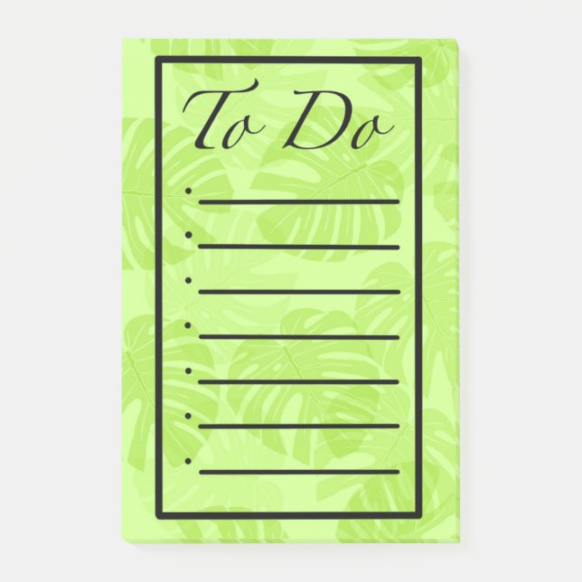 To Do List with Monstera Leaves Post-it Notes (Front)