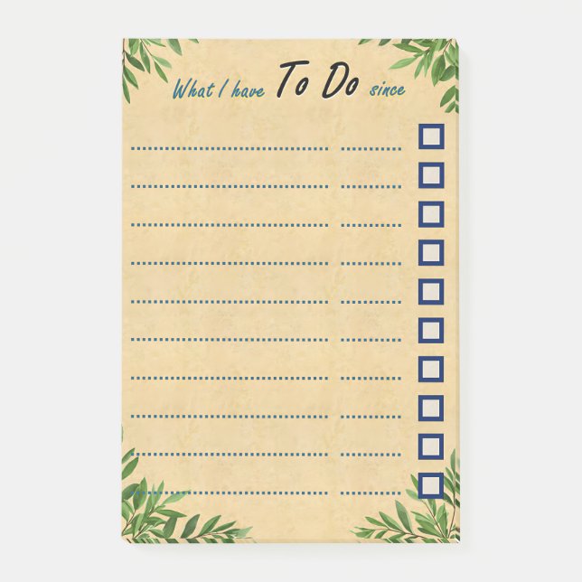 To Do List with Since date Post-it Notes (Front)