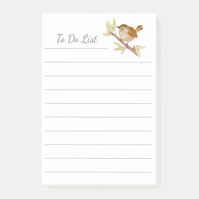 To Do List Wren Bird Personalize Post-it® Notes (Front)