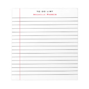 TO DO LIST Your Name Lined Paper Professional Notepad