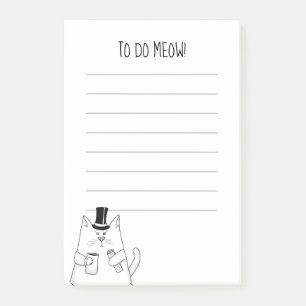 To Do MEOW! / Funny Cat Drawing/ To Do List Post-it Notes