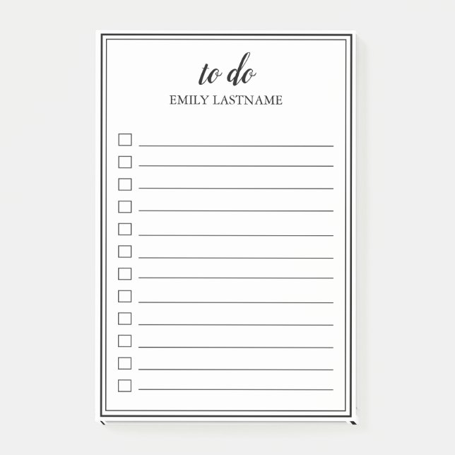 To Do Personalized Black and White Notes (Front)