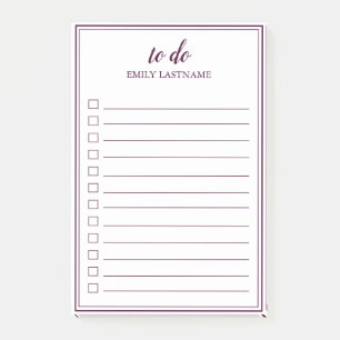 To Do Personalized Purple Border Post-It Notes